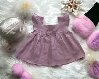 Linen Dress With Ties, Baby Linen Sleeveless Dress, Toddler Linen Boho Dress, Girls Casual Linen Dress, Baby Girl Birthday Dress, BaBY gifts