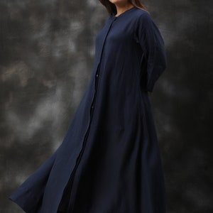 Linen Kimono, Long Linen Dress, Linen Maxi Dress, Handmade Clothing, Linen Shirt Dress, Blue Dress, vintage dress, Plus size clothing image 2