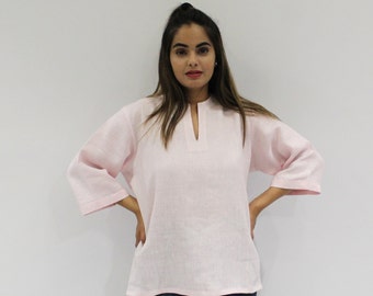 LINEN TOP, Soft Linen Blouse, Loose Linen Blouse, Plus Size Top, Long Sleeves Shirt, Linen Summer Shirt Women, Women Plus Size Clothing