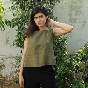 Linen Top, Sleeveless Linen Tank Top, Washed Linen, Summer Top, Linen Blouse, Linen natural top, Linen relaxed top, Simple linen top image 1