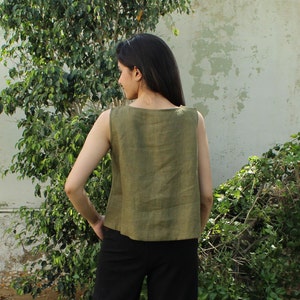 Linen Top, Sleeveless Linen Tank Top, Washed Linen, Summer Top, Linen Blouse, Linen natural top, Linen relaxed top, Simple linen top image 5