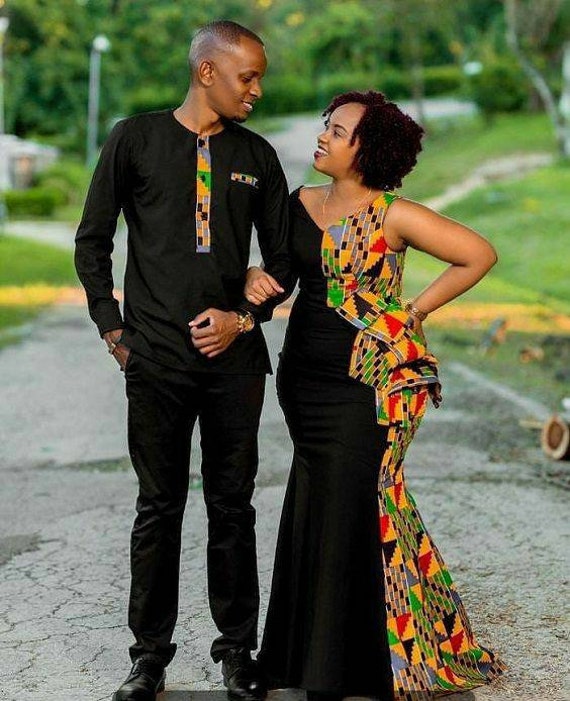 african couple wedding attire