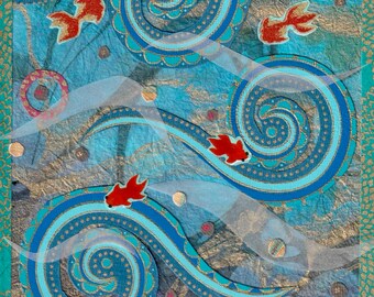 Tiny Fish in a Swirling Sea - Blank Notecard