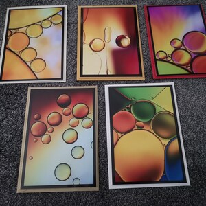 Hermoso juego de papelería, tarjeta doble, fotografía macro, tarjeta, arte, óleo sobre agua, regalo de dinero