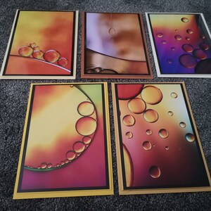Hermoso juego de papelería, tarjeta doble, fotografía macro, tarjeta, arte, óleo sobre agua, regalo de dinero, todos los colores