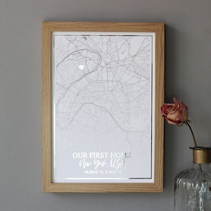 Poster personnalisé du plan de la ville pour une nouvelle maison, cadeau unique et bien pensé pour une nouvelle maison, n'importe quel endroit Impression de carte personnalisée en or rose | Cuivre| Feuille d'or