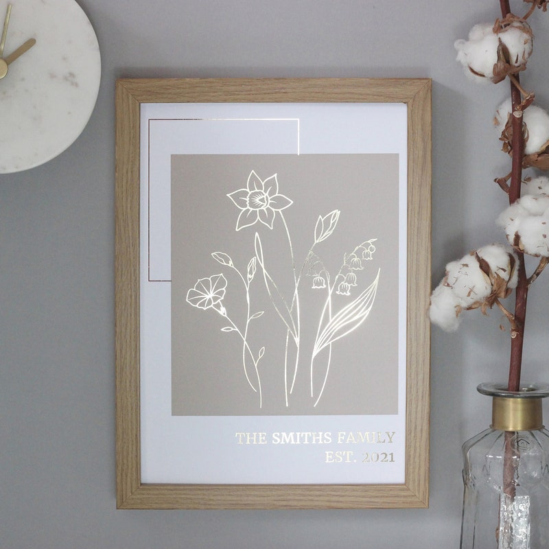 Foil Birth Flower Print - Etsy UK