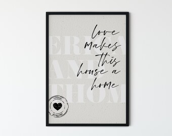 Personalised New Home Gift, Housewarming Gift, Couple Personalised Print, First Home Custom Wall Art, Modern Minimalist Custom Wall Art