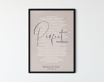 Personalised Song Lyrics Print, First Dance Wedding Poster, Custom Song Lyrics Wall Art, Wedding Anniversary Gift, Favourite Song Print
