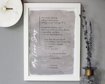 Benutzerdefinierte Gedicht Druck, Lieblings Gedicht Wandkunst In Gold | Rosegold | Kupferfolie, foliertes personalisiertes Gedicht oder Liedtext Druck, Buch-Liebhaber-Geschenk