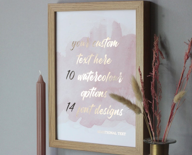 Custom Quote Foil Print, Custom Text Print In Rose Gold | Copper | Gold | Silver Foil, Personalised Quote, Metallic Poem | Song Lyrics Print