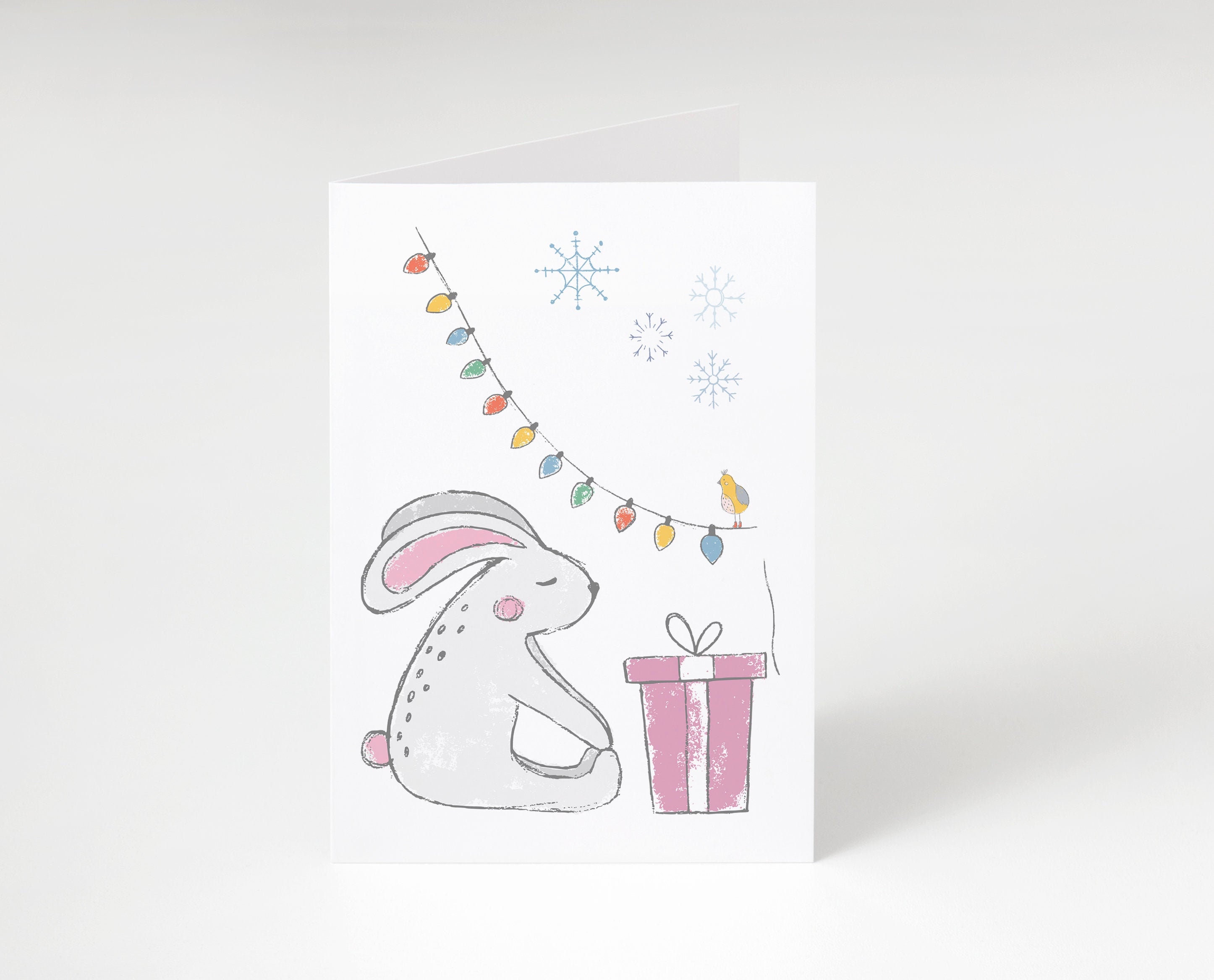 Christmas cards Christmas card Bunny Christmas card | Etsy