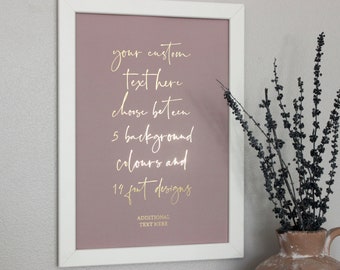Custom Quote Foil Print, Custom Metallic Text Print, Personalised Quote Typography Print, Poem | Song Lyrics Prints, Custom Wording Wall Art