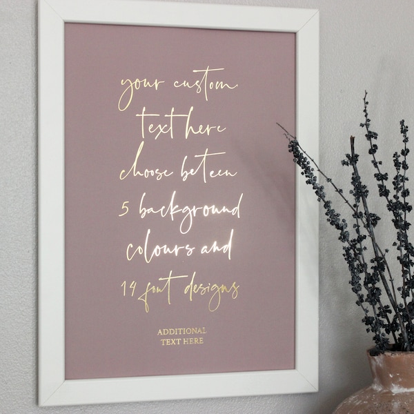 Custom Quote Foil Print, Custom Metallic Text Print, Personalised Quote Typography Print, Poem | Song Lyrics Prints, Custom Wording Wall Art