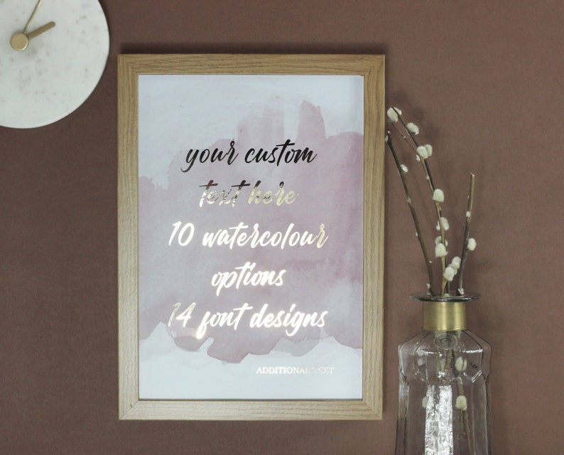 Custom Quote Foil Print, Custom Text Print In Rose Gold | Copper | Gold | Silver Foil, Personalised Quote, Metallic Poem | Song Lyrics Print