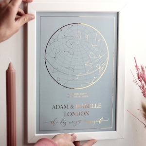 Met | Got Engaged | Got Married Accurate Star Map Print By Date, Personalised Star Sky Celestial Map Print, Custom Foil Night Sky Print,