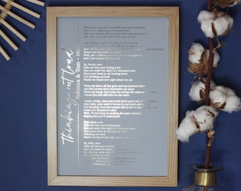 Personalised Song Lyrics Print, First Dance Wedding Anniversary Gift, Favourite Song Custom Wall Art, Any Lyrics Gift For Wife or Husband
