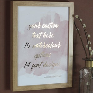 Custom Quote Foil Print, Custom Text Print In Rose Gold | Copper | Gold | Silver Foil, Personalised Quote, Metallic Poem | Song Lyrics Print