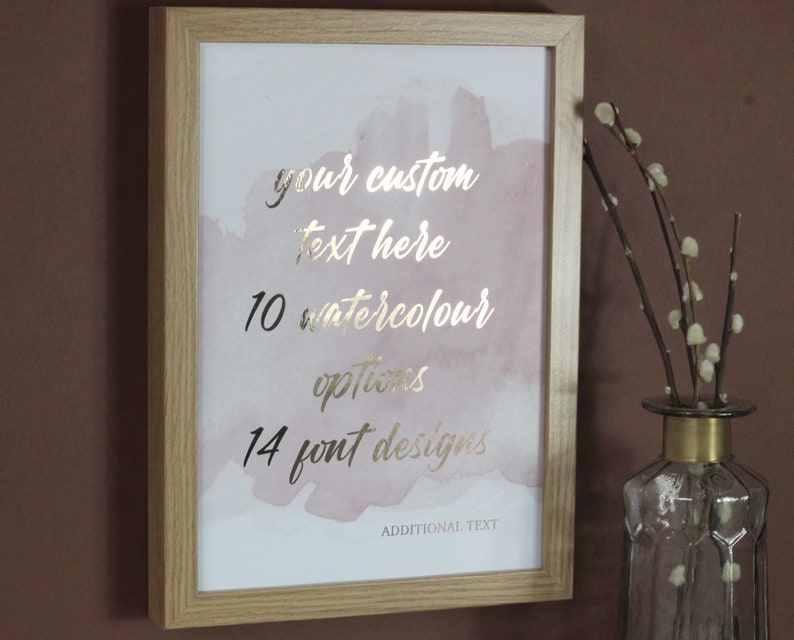 Custom Quote Foil Print, Custom Text Print In Rose Gold | Copper | Gold | Silver Foil, Personalised Quote, Metallic Poem | Song Lyrics Print
