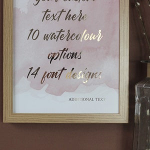 Custom Quote Foil Print, Custom Text Print In Rose Gold | Copper | Gold | Silver Foil, Personalised Quote, Metallic Poem | Song Lyrics Print