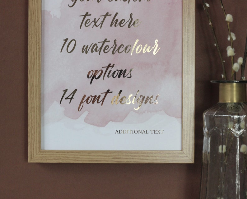 Custom Quote Foil Print, Custom Text Print In Rose Gold | Copper | Gold | Silver Foil, Personalised Quote, Metallic Poem | Song Lyrics Print