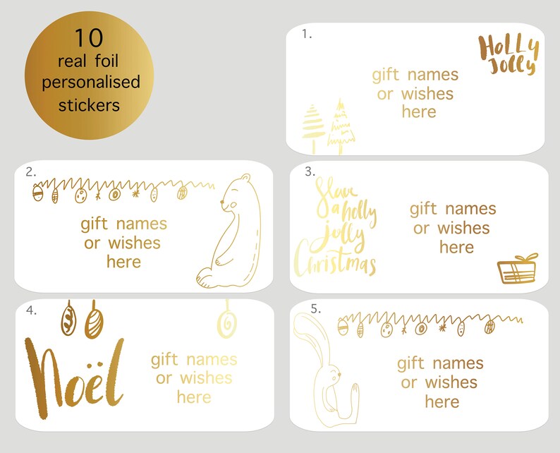 Personalised Christmas Foil Stickers Christmas Foil Stickers Etsy UK