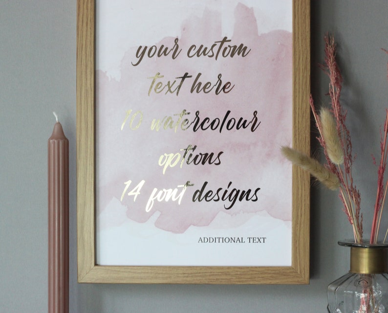 Custom Quote Foil Print, Custom Text Print In Rose Gold | Copper | Gold | Silver Foil, Personalised Quote, Metallic Poem | Song Lyrics Print