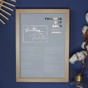 Personalised Favourite Song Lyric Print, Wedding Anniversary Gift For Wife | Husband, First Dance Wedding Poster, Any Song Lyrics Foil Print