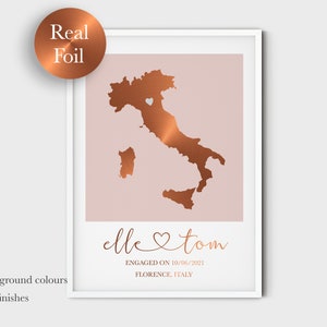 Echte Folie Verlobung Karte Print, Met / verlobt / verheiratet Karte Print, erste Hochzeitstag Geschenk für Paare, personalisierte Hochzeitsgeschenk