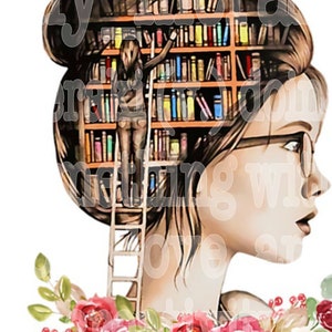 Just a girl who loves books brunette no background library png jpeg