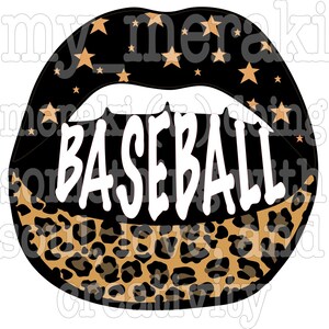 BASEBALL leopard lips mouth PNG SVG sublimation design download