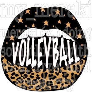 VOLLEYBALL leopard mouth lips words design image file PNG