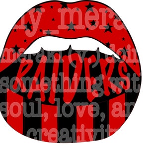 RAIDERS RED BLACK custom color and team available mouth lips design png svg file download