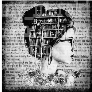 Just a girl who loves books black and white png jpeg file download