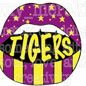 TIGERS purple and gold mouth PNG SVG