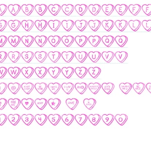 Conversation HEART Valentine day Candy Hearts alphabet letters font  svg png jpeg