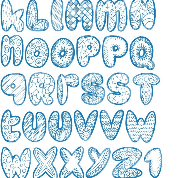 doodle fun party alphabet symbol and numbers svg png jpeg