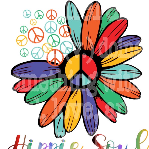 Hippie soul SVG PNG JPEG image digital file download custom colors