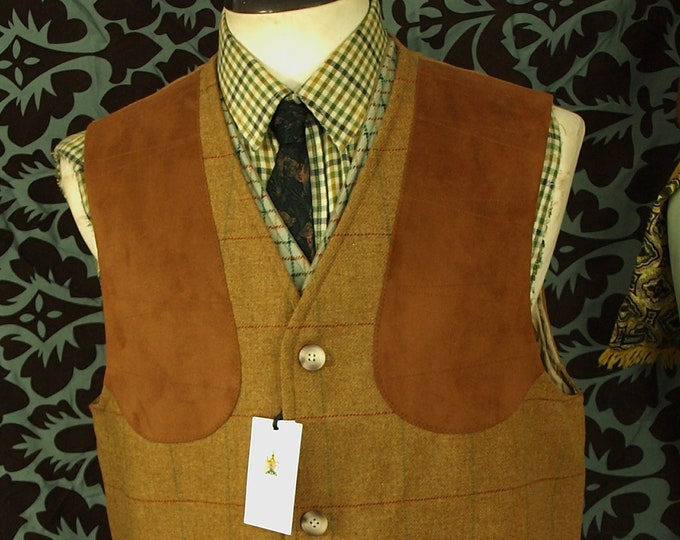 Luxury unused Bernard Weatherill Mens Tweed Country Gilet Bodywarmer Waistcoat in a Size 48 inch XL extra large