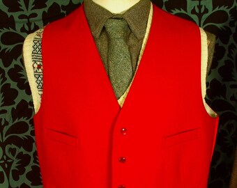 Vintage Mens Wool Waistcoat Ruby Red Wool 48 50 Inch Chest Etsy