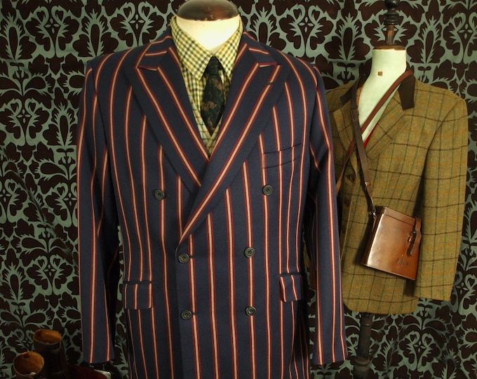 Superb made in England Bladen Double Breasted Boating Style Striped Blazer in a size 44 Large