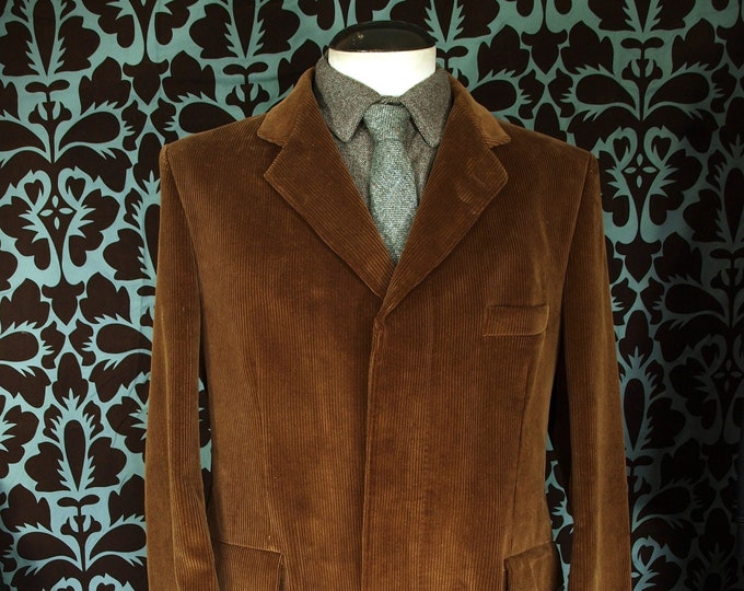Mens Crombie Cord 100% Cotton Coat in Golden Brown Great for Summer use in a size 44 inch Large