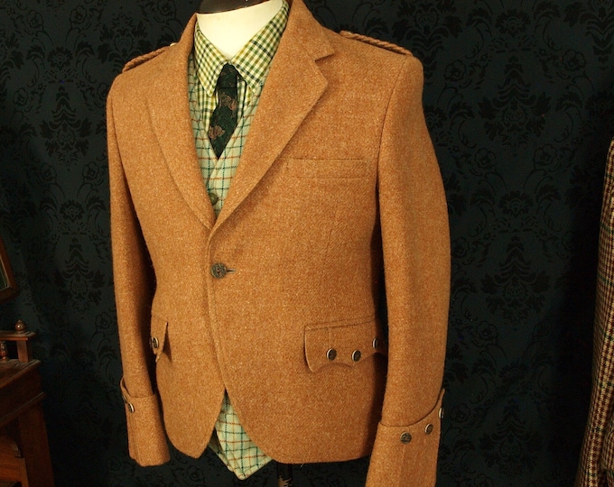 Sold.... Superb Mens Vintage Dark Orange Harris Tweed Argyle Braemar Kilt Jacket ...Sold