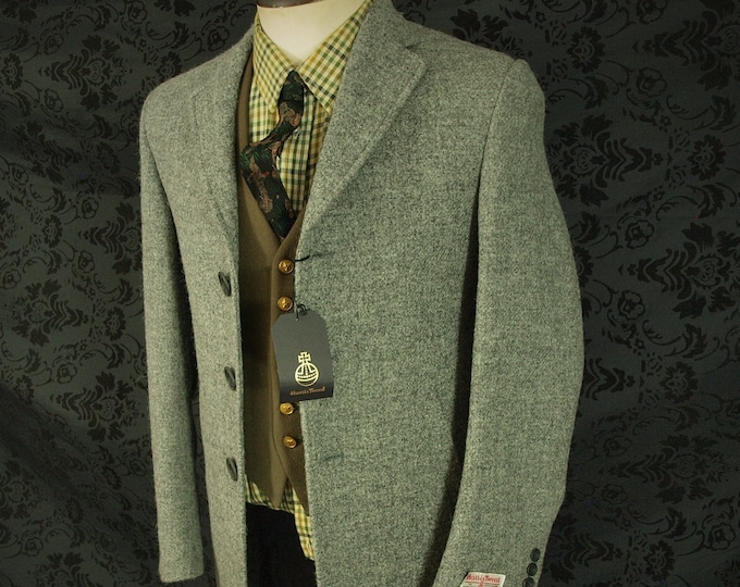New Mens Harris Tweed Overcoat Coat Paisley lining 34 36 extra small