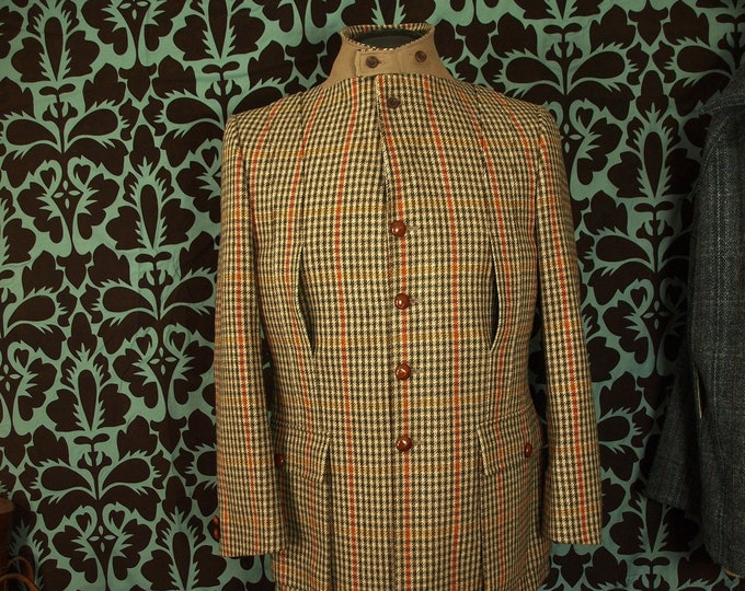 Superb rare made in England Mens Bladen Half Norfolk Country Jacket with Supasax Tweed Cloth in a size slim 38 inch Small Slim 40 inch med