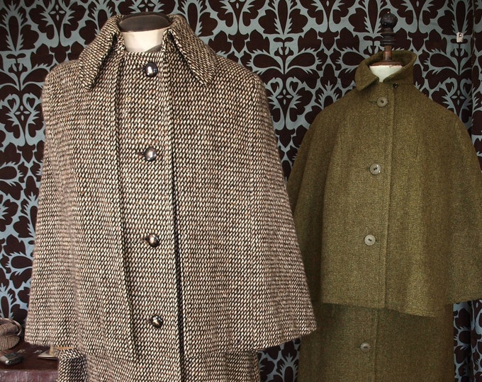 Mens Vintage Tweed Inverness Cape Heavy Quality Rare item in a size 44 inch Large or slimmer 46 inch extra large