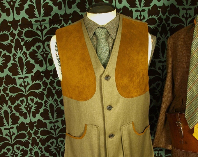 Luxury unused Bespoke  Mens Tweed Country Gilet Waistcoat in a Size 40 inch medium Rare Covert Cloth