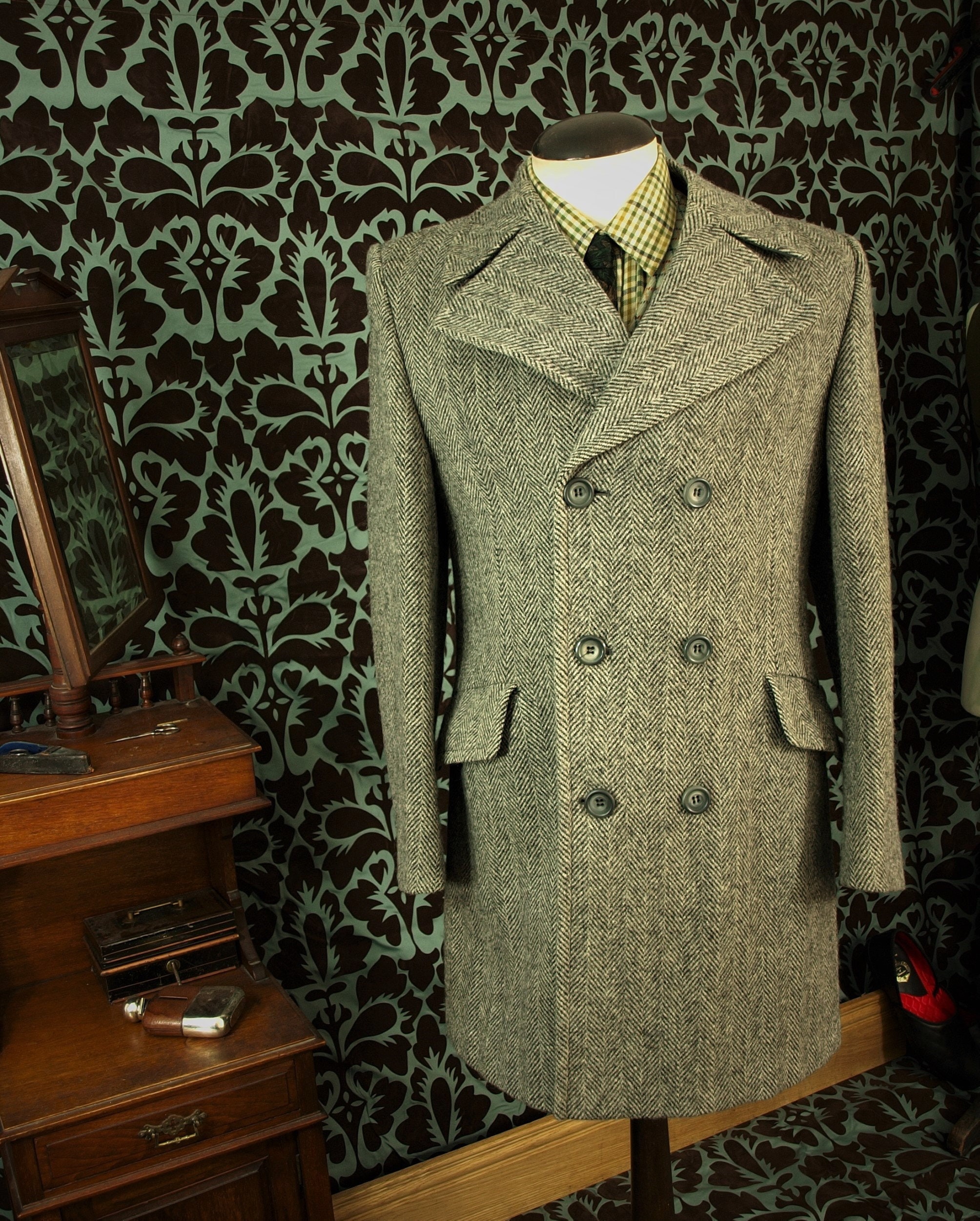 Mens Harris Tweed Double Breasted Vintage Marks and Spencers Coat ...