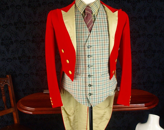 sold...Mens Vtg Hunt Evening Frock Tail Coat Pitt Buttons Silk Inner Small Davies & Son..sold