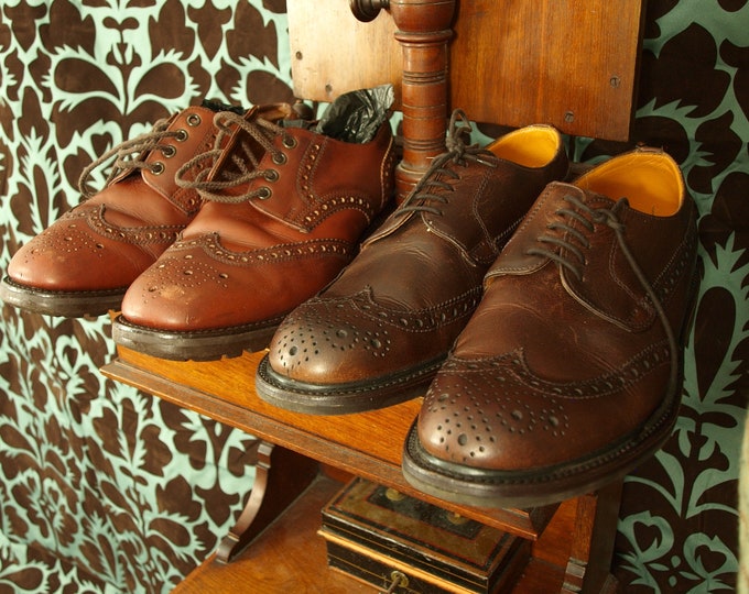 Mens Grenson Country Hunting Shooting Leather Shoes Size 8 to 8 1/2 two pairs with commando soles